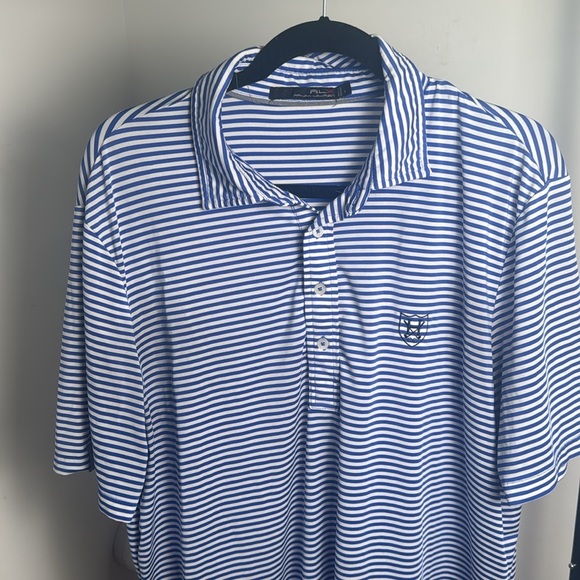 RLX Ralph Lauren Blue Stripped Nashville Hillwood Country Club Golf Polo Size L - Picture 2 of 6